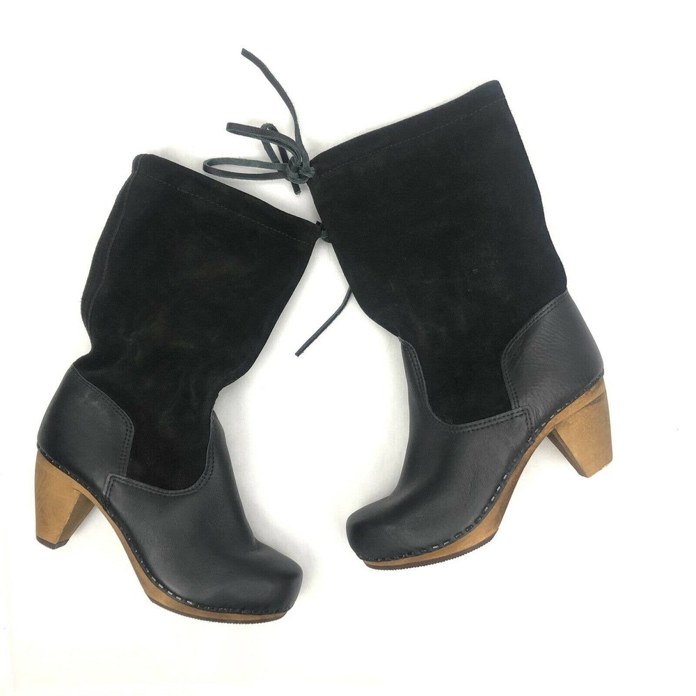 Sanita Black Clog Boots Suede Calf Size 36 US 5